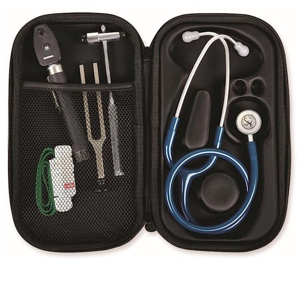 Borseta stetoscop (Etui stetoscop)- Turcoaz Perlat interior stetoscop + accesorii